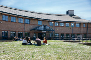 Students sitting together at Guildford College